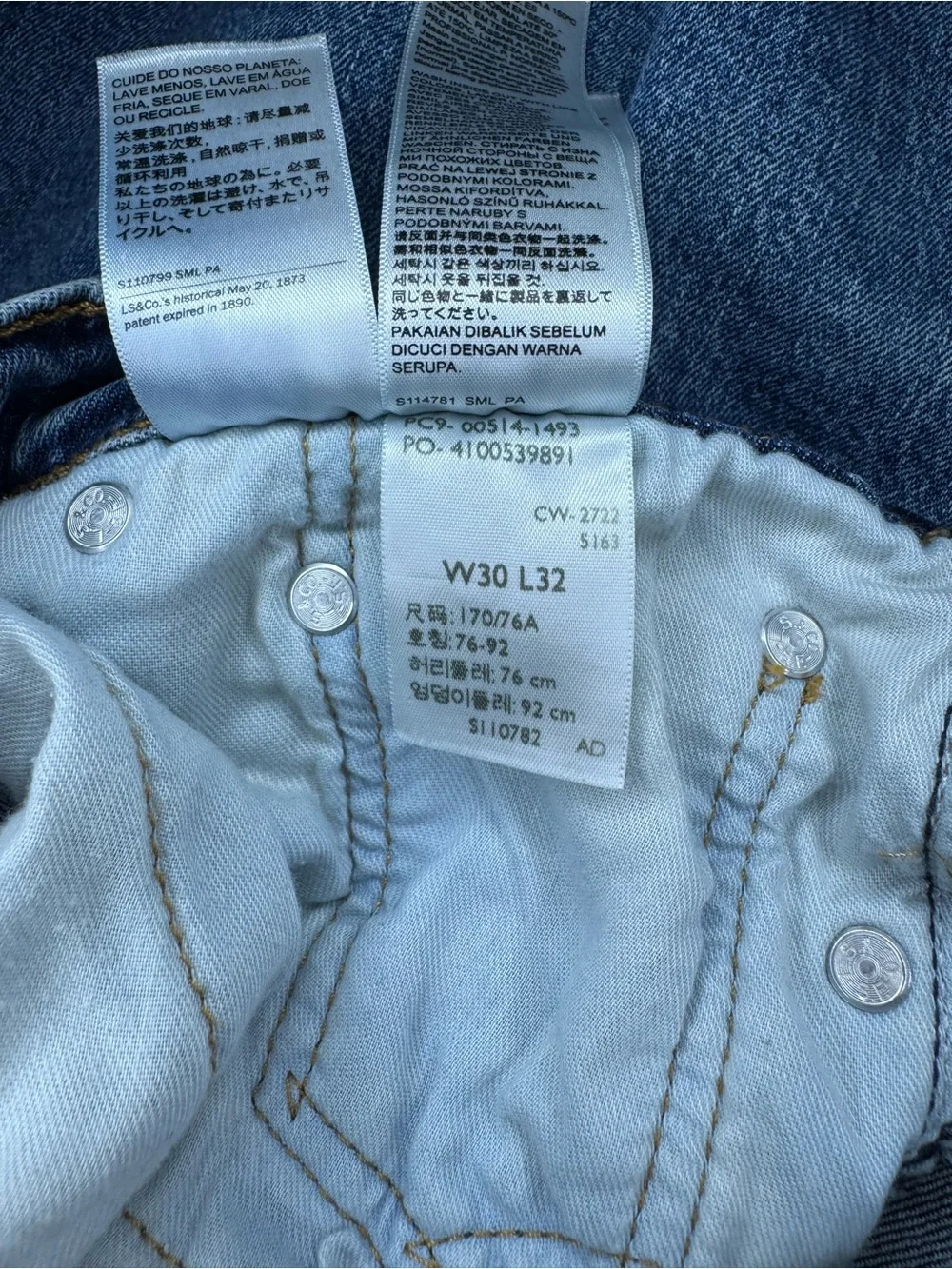 Levi's Light Blue Straight Leg Jeans - 514 Style, 30x32